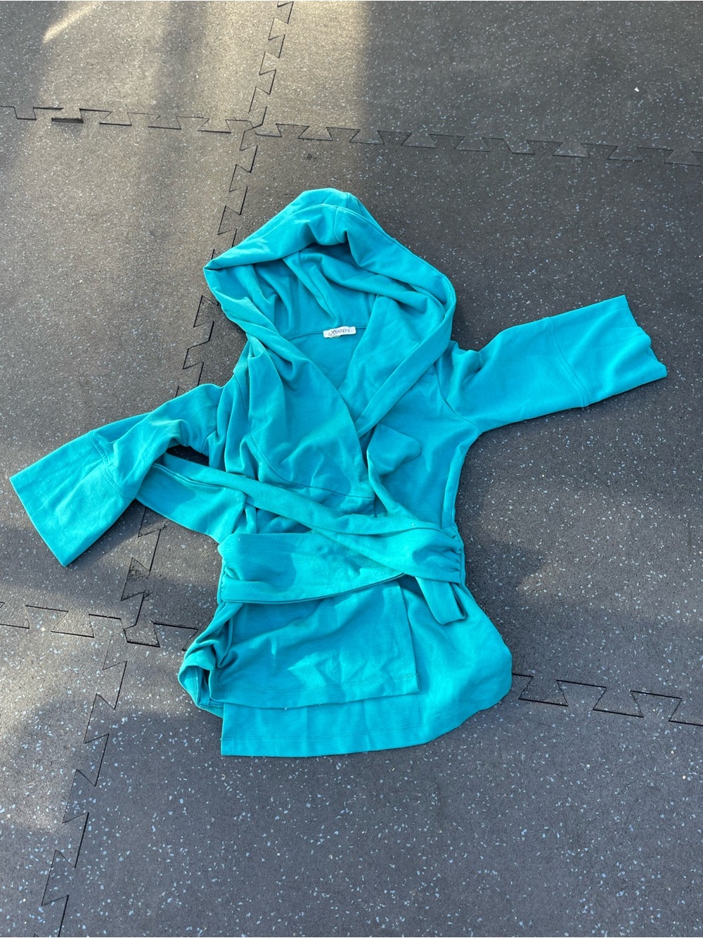 Teal Hooded Wrap Top - Hooded Belted Sweatshirt